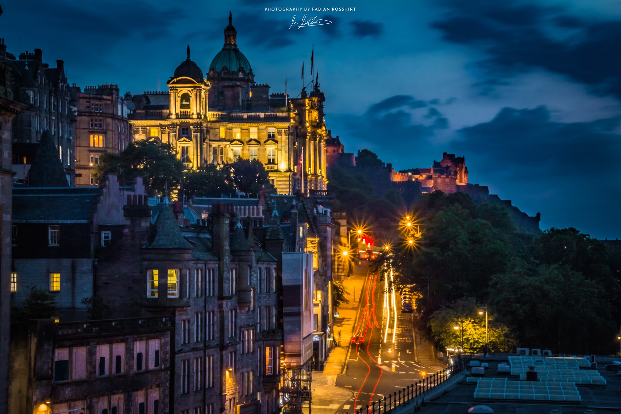 Edinburgh, Scotland, Schottland, Stadt, City, Abend, Evening, Lights (Photography Wallpaper HD Wandbild Wandbilder Hintergrundbild Background)